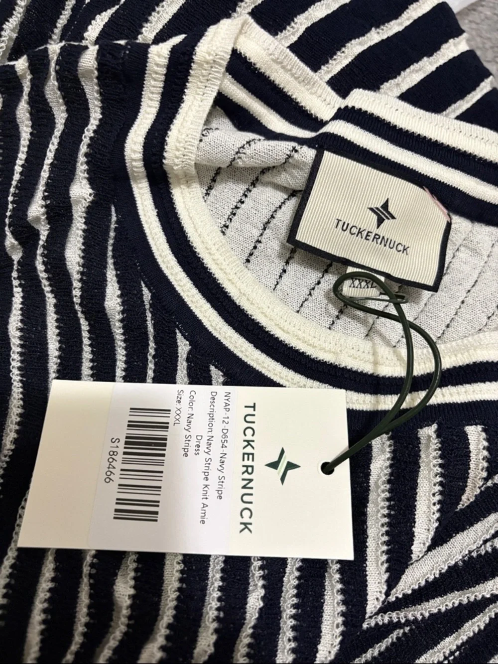 Tuckernuck Navy Blue and White Vertical-Stripe Knit Maxi Dress - Picture 4 of 8